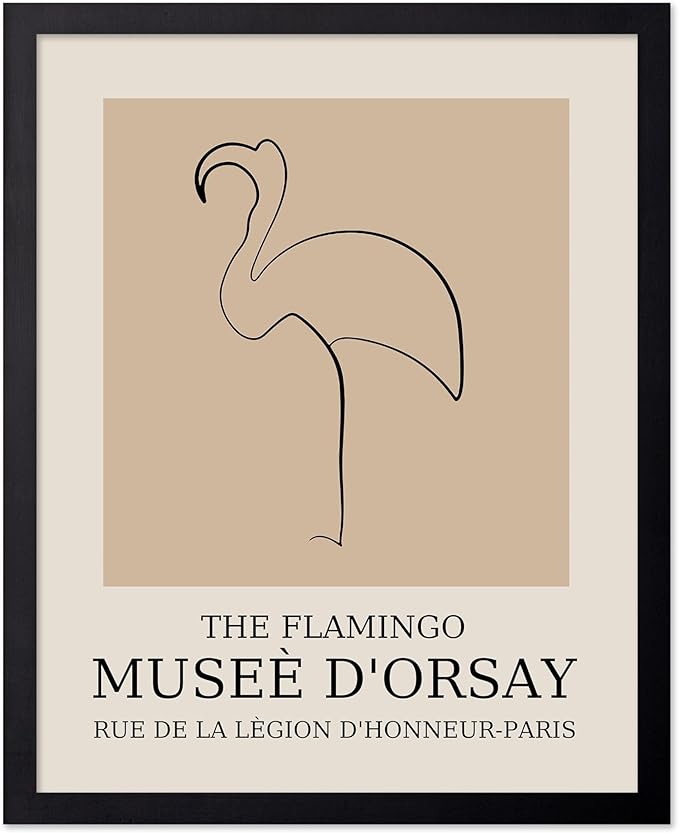 Poster Master Vintage Poster - Retro Minimalist Print - Gift for Artist, Housewarming - Flamingo, Line Drawing, Sketch, Abstract - Wall Decor for Living Room, Bedroom, 24x32 Unframed Wall Art