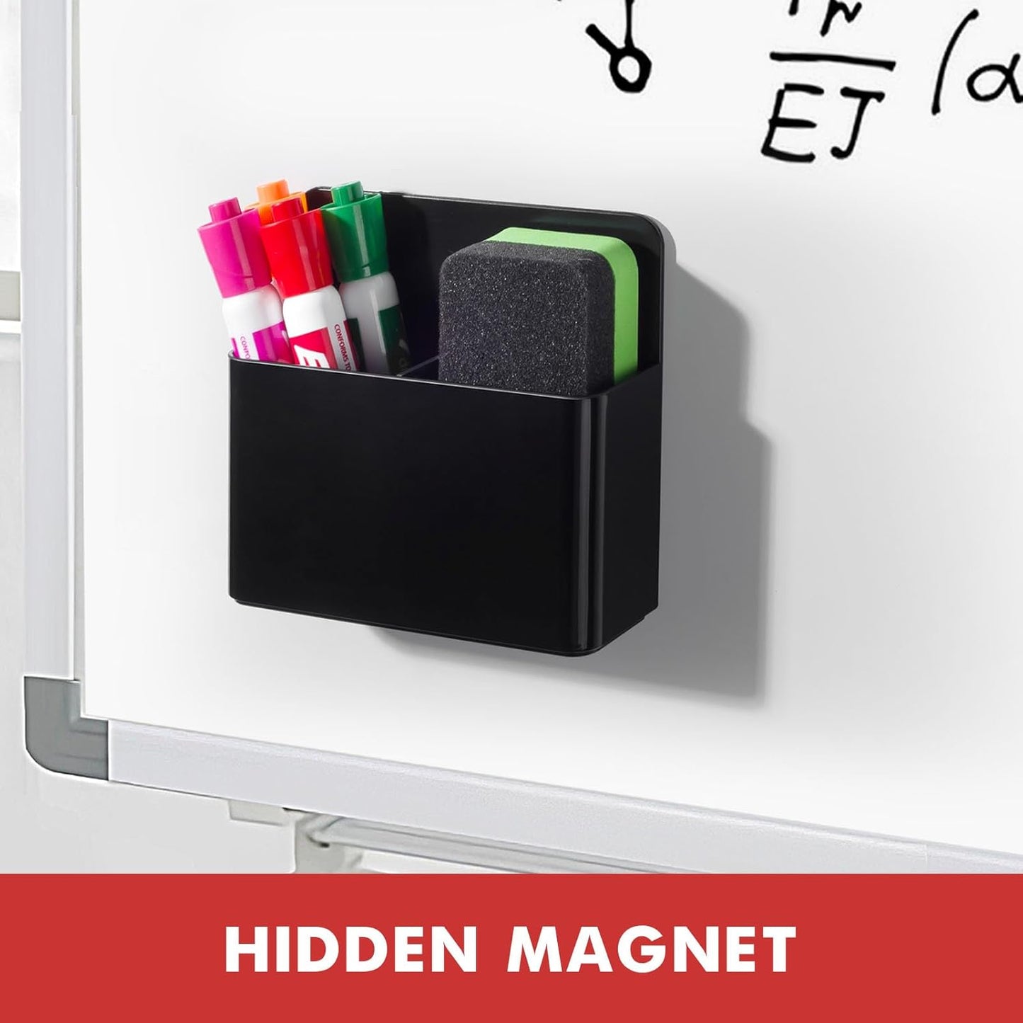 BEYGORM 2 Pack Plastics Magnetic Pen Holder for Refrigerator, Dry Erase Marker Holder for Whiteboard，Magnet School Locker Organizer Accessories, Pencil Cup, Pen Caddy, Classroom Organization(Black)