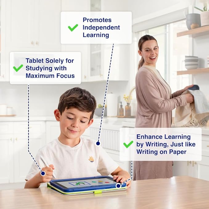 Dedicated Learning Tablet | Personalized Independent Study, 12-Month Subscription Included, Access All K–5 Lessons Math & ELA | No Browser, Games or Ads | 10.1” Display, Pen & Cover(Pink)
