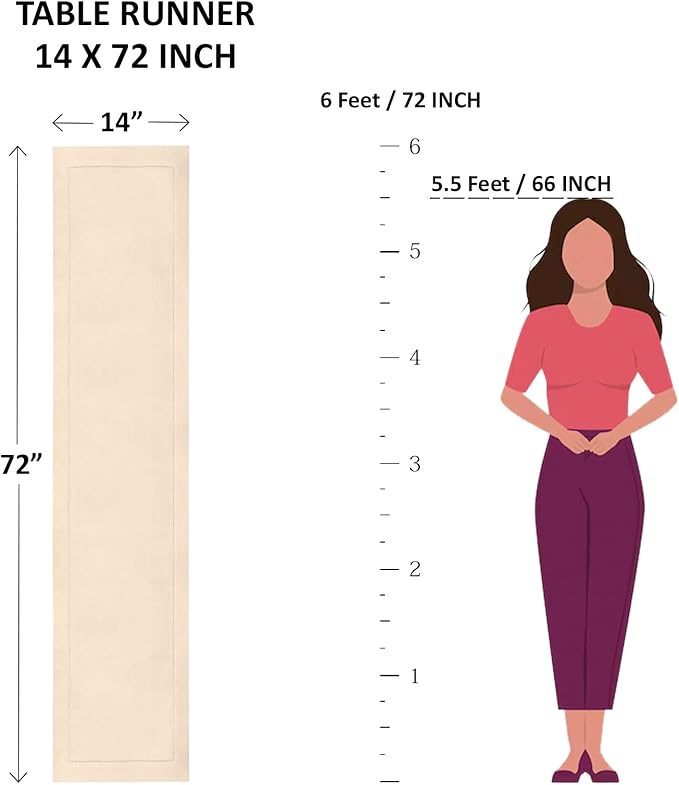 Solino Home Linen Ivory Table Runner 72 Inches Long - 100% Pure Linen Hemstitch Table Runner 14 x 72 Inch for Dresser, Dining, Fall, Autumn, Halloween, Thanksgiving - Classic Hemstitch