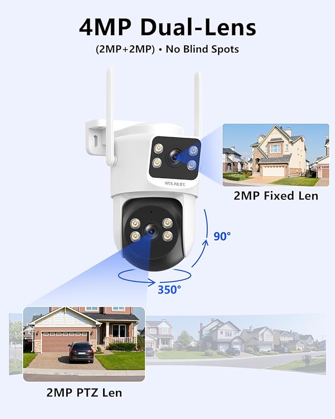 【All-in-One Security System】 4MP PTZ Security Cameras Wireless Outdoor, WiFi Home Security Camera System, Video Surveillance DVR Kits