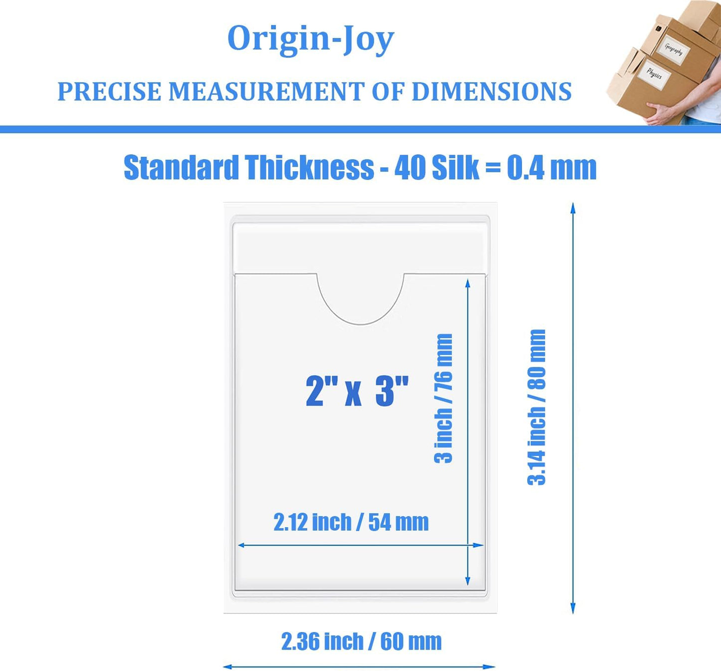 Origin-Joy 35 PCS Self Adhesive Index Card Pockets with Top Open, Clear Plastic Label Holder for Notes, Library and Business, Adhesive Label Pockets & Holder (2 x 3 inch)