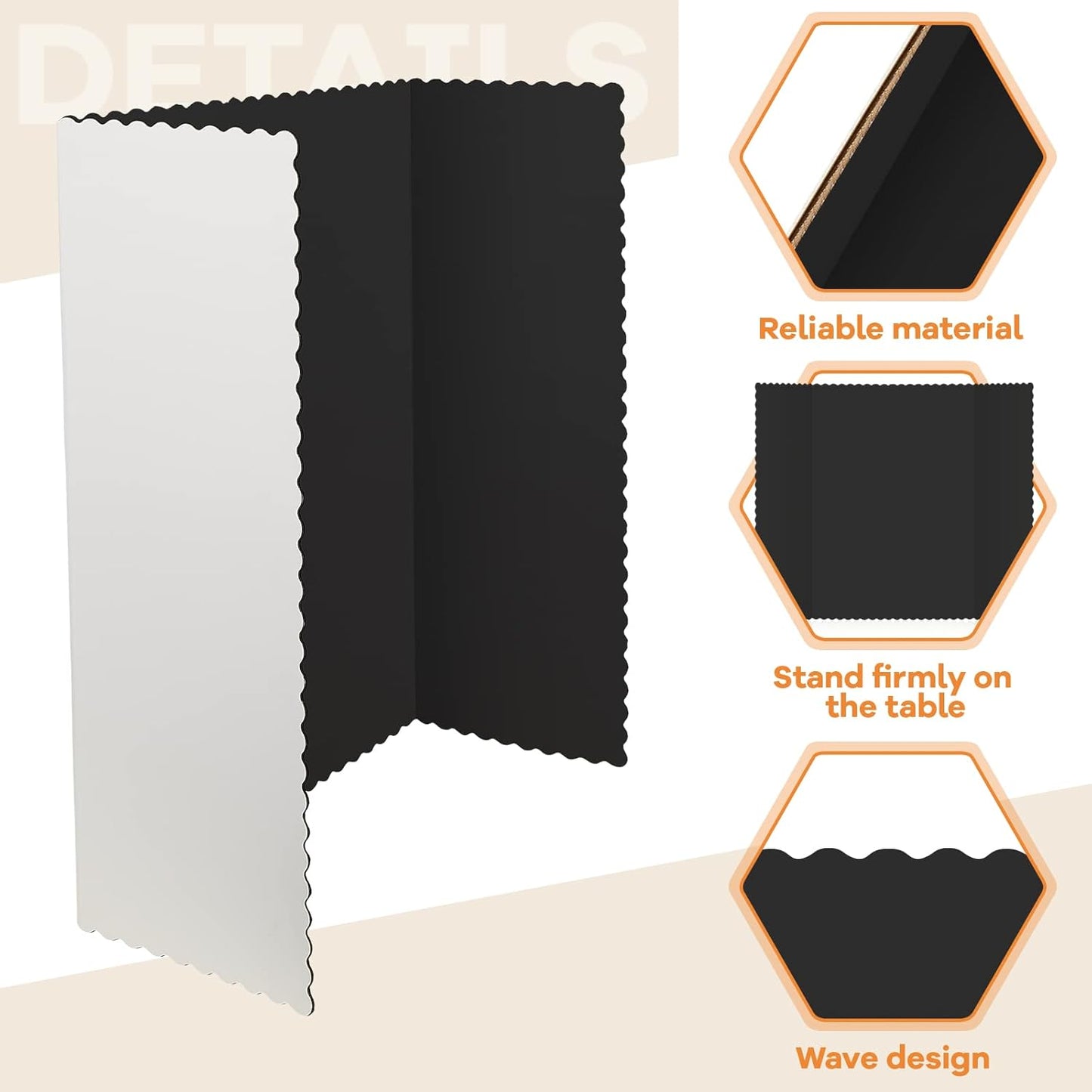 Henoyso 8 Pieces Tri Fold Poster Board Lightweight Fold Presentation Board for Science Fair Display(14 x 22 Inch,Black)