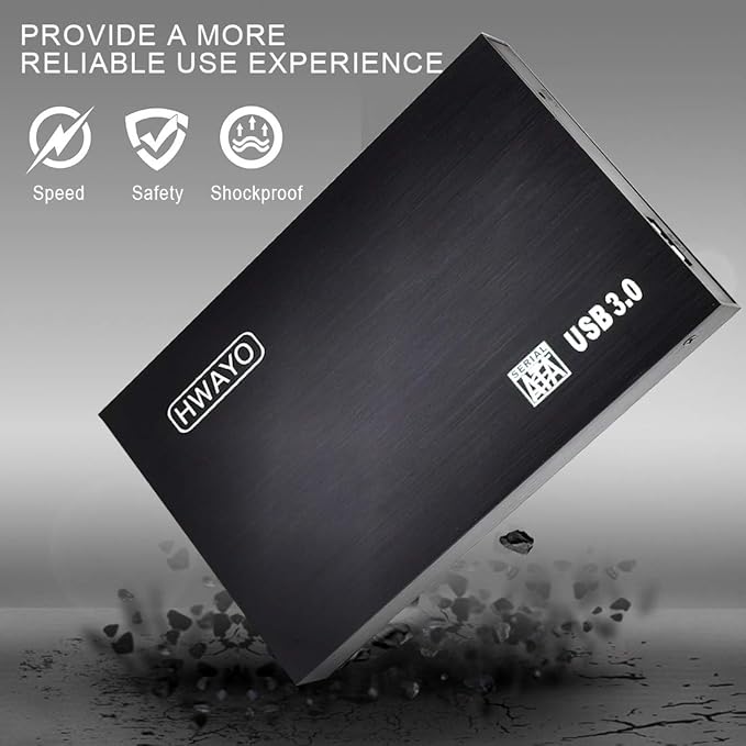 2.5'' 250GB Ultra Slim Portable External Hard Drive USB3.0 HDD Storage for PC, Laptop, Xbox One Consle (Black)