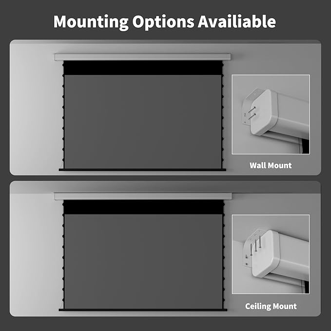 QuadraArc Motorized Projector Screen, Gray Crystal 4K Electric Drop Down Screen, Wall & Ceiling Mount, Compatible with ST/LT Projectors up to 1600 ANSI Lumens 84"