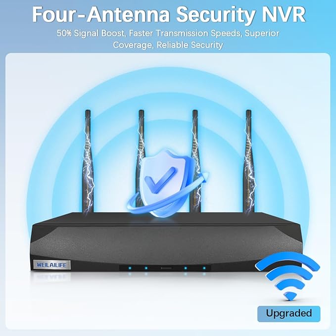 【90ft Super Night Vision】 Outdoor Wireless Security Camera System, Wireless Cameras for Home Security, WiFi Video Surveillance DVR Kits