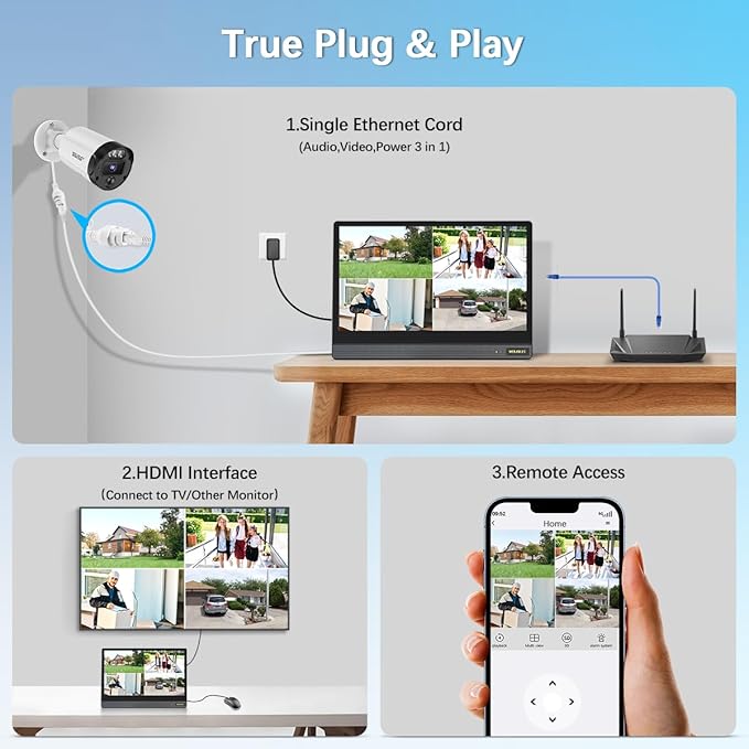 【All-in-One Security System】 4K 2160P Outdoor Wired Security Camera System, Home Video Surveillance & Security Cameras Systems
