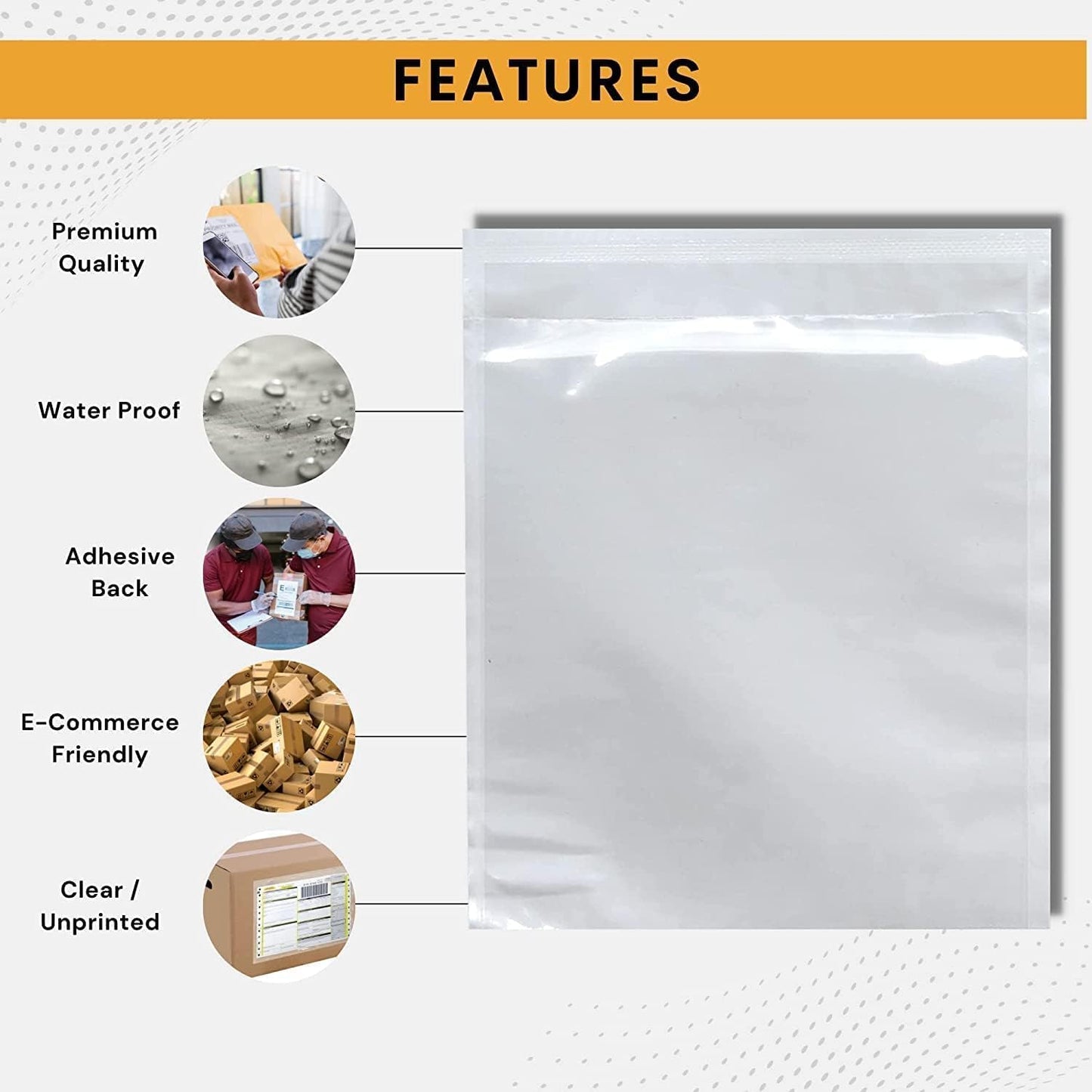 200 Pack 6"x9" Shipping Label Sleeves – Clear Self-Adhesive Packing Slip Pouches, Waterproof Packing List Envelopes – Ideal for Shipping Documents, Mailing Labels, Invoices & Packing Slips