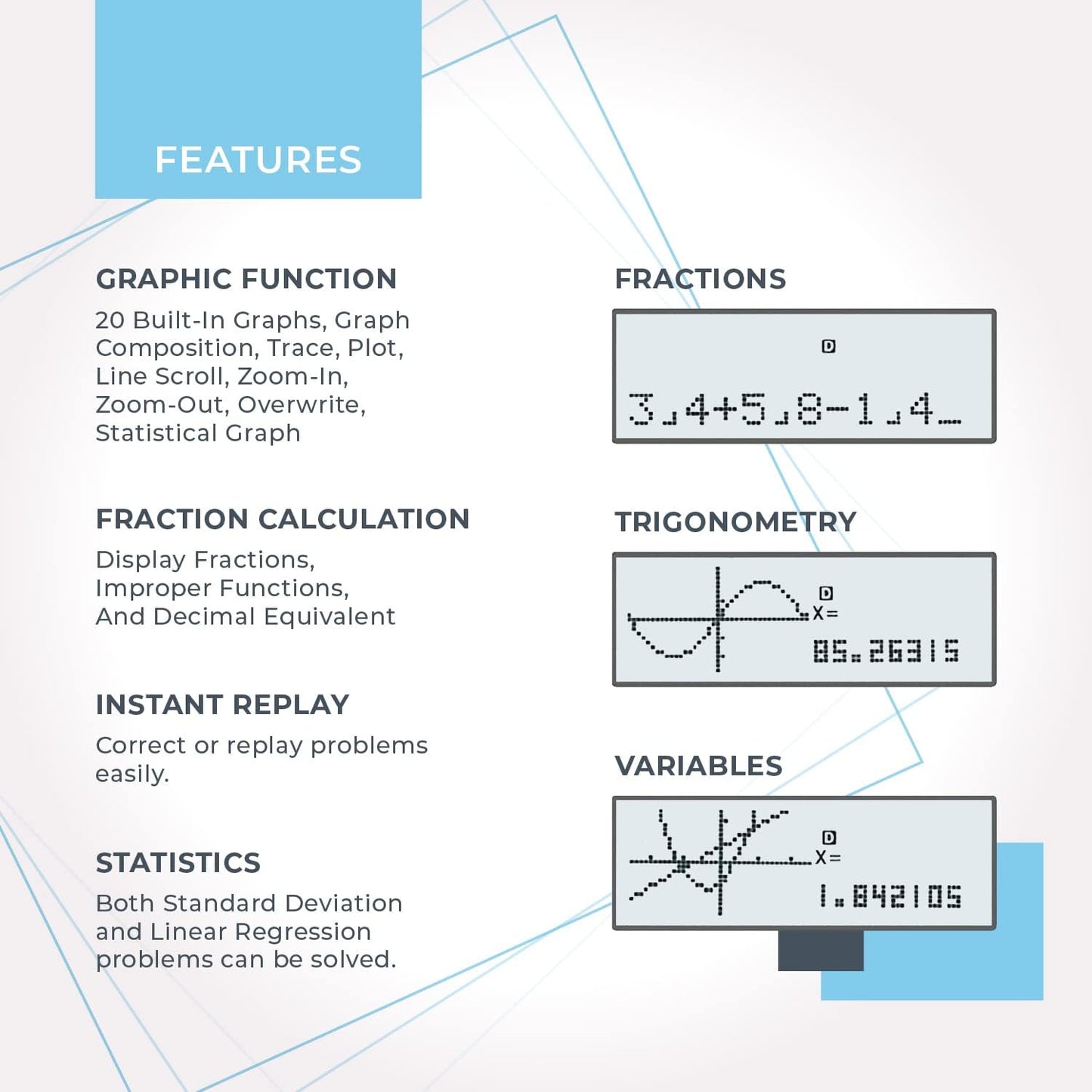 CATIGA Scientific Calculator with Graphic Functions, Multiple Modes with Intuitive Interface, Perfect for Beginner and Advanced Courses, High School or College, CS-121