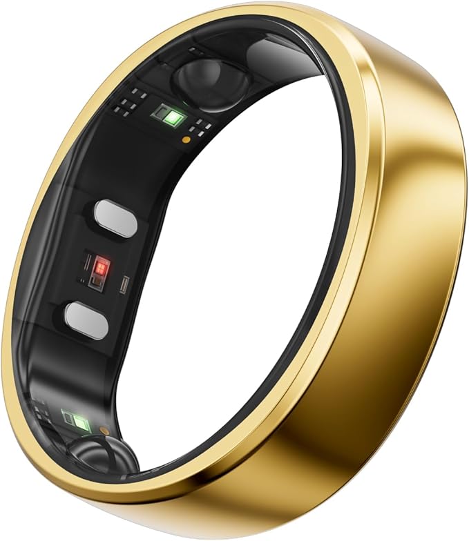 RingConn Gen 2, Worldâs First Smart Ring with Sleep Apnea Monitoring, No APP Subscription, 12-Day Battery Life, Stress/Heart Rate/Women's Health Tracker, Android & iOS Compatible (Gold, Size 13)