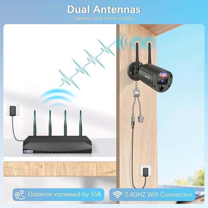 【130° Wide Angle & 2-Way Audio】 Outdoor Wireless Security Camera System, Wireless Cameras for Home Security, WiFi Video Surveillance Systems DVR Kits