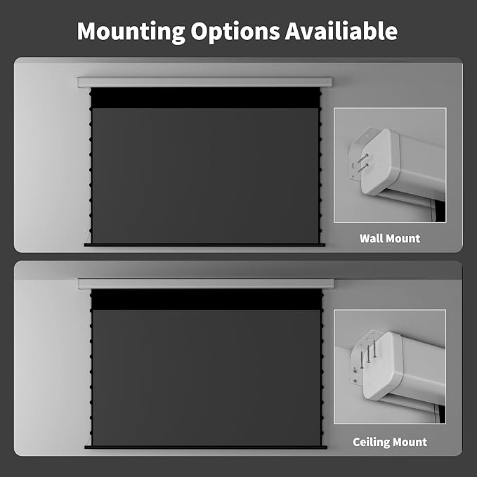 QuadraArc Motorized Drop Down Projector Screen 16:9 Gray Fabric, Wall & Ceiling Mount, Electric Pull Down Screen with Remote Control, Compatible with All Projectors 72"