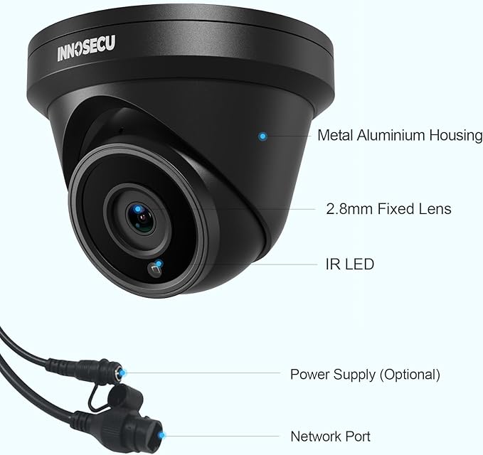 5MP IP PoE Camera, Security Dome Surveillance Camera Outdoor Indoor, 2.8mm Lens Wide Angle 110°, Night Vision 100ft, Built-in Mic, Smart Human/Vehicle Detection, IND5GR93A-B (Black)