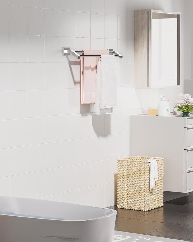 Alise Double Bath Towel Bars Towel Racks for Bathroom Lavatory,Wall Mount Towel Holder Heavy Duty SUS304 Stainless Steel Towel Hanger Towel Rail,GK9700-C Polished Chrome,28 Inch