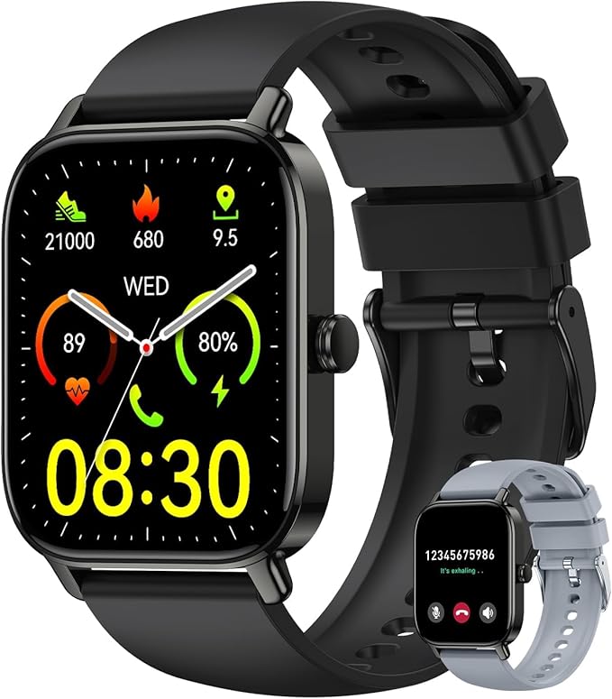 Smart Watch for Women Men Fitness: Waterproof Make Answer Call Digital Mens Watches Running Pedometer Smartwatch for Android Phone iPhone Samsung Compatible Heart Rate Monitor SpO2 Step Tracker