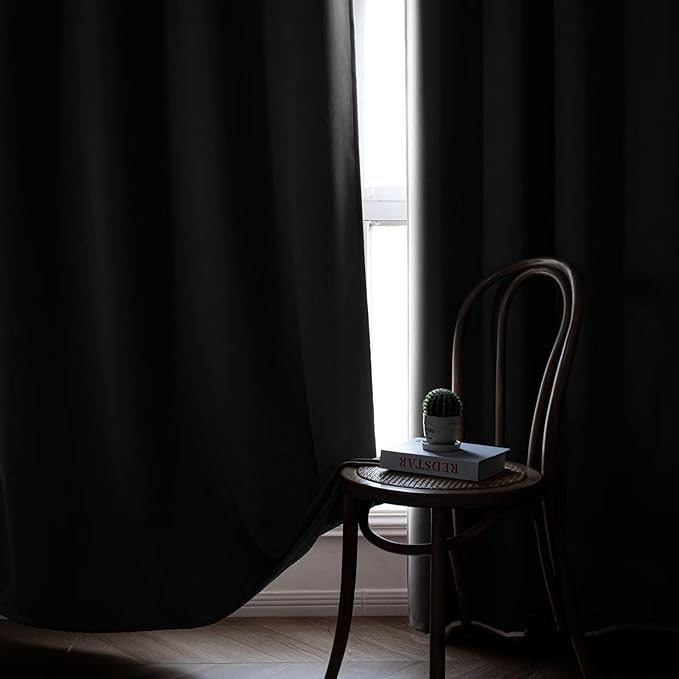 Blackout Curtains 72 Inch Length for Bedroom, Thermal Insulated Blackout Curtains 2 Panels Set, Solid Grommet Privacy Room Darkening Drapes for Living Room Windows(W52 x L72, Light Grey)