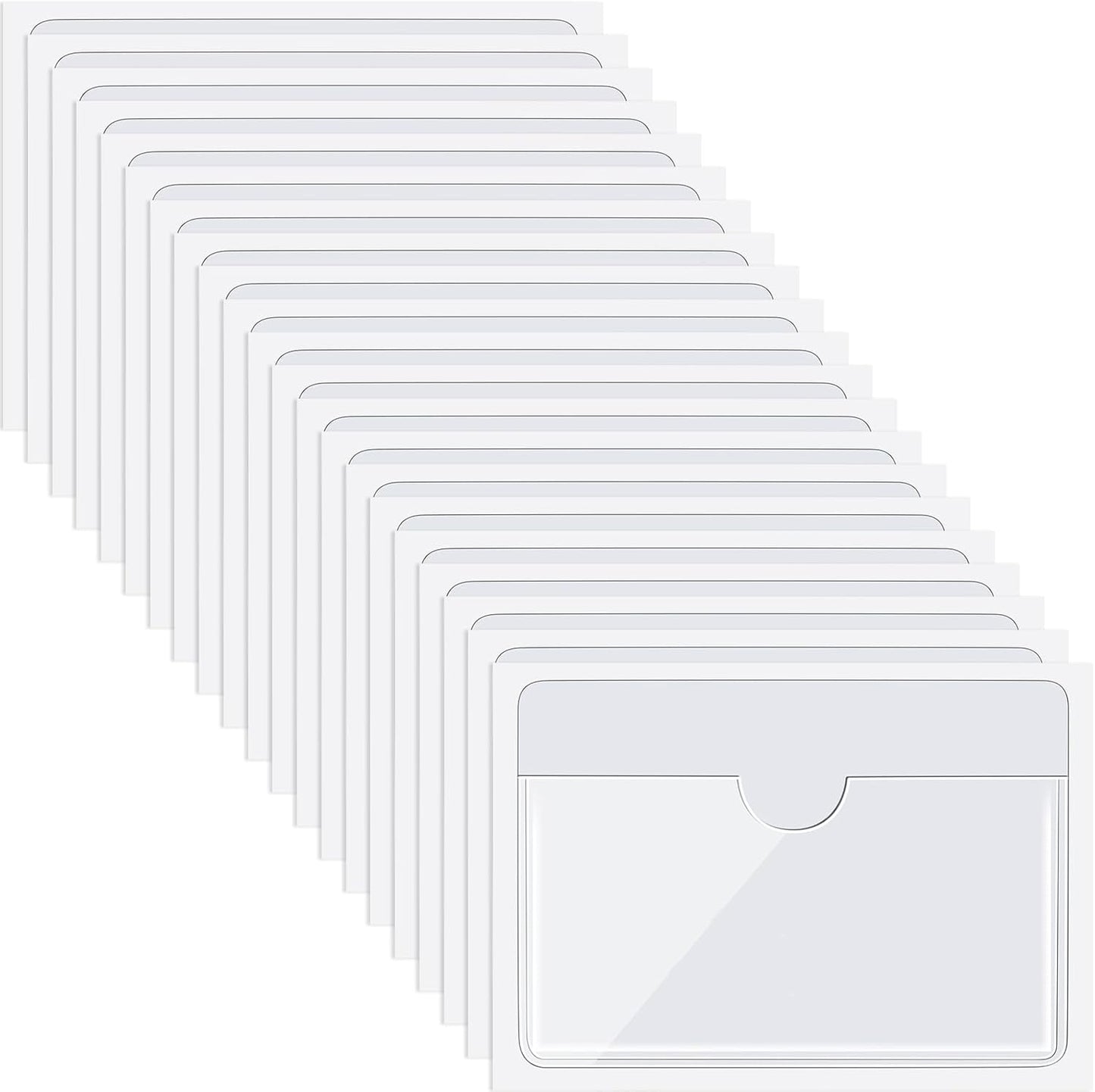 Chinco 50 Pack Clear Adhesive Pockets, Labels for Storage Bins, Plastic Self Adhesive Index Card Holder with Top Open for Organizing Bins Box Drawer(2.5 x 4.06 Inches)