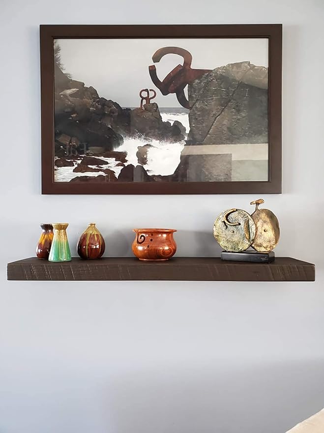 Joel's Antiques 54 Inch Wooden Floating Shelves for Wall - 54x8x2 in - Made of Natural Wood - Long Heavy Duty Wall Shelves - Made in USA NO TARIFFS - Perfect for Living Room, Kitchen - Mocha