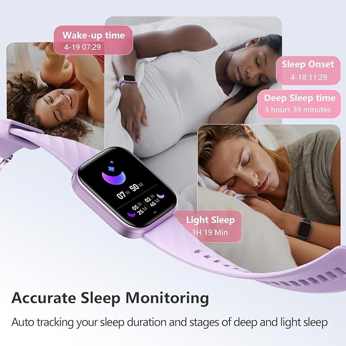 FITVII Health & Fitness Tracker (Answer/Make Calls), Smart Watch with 24/7 Heart Rate and Blood Pressure, Sleep Tracking, Blood Oxygen Monitor, 120+ Sport Modes Activity Tracker for Women Men