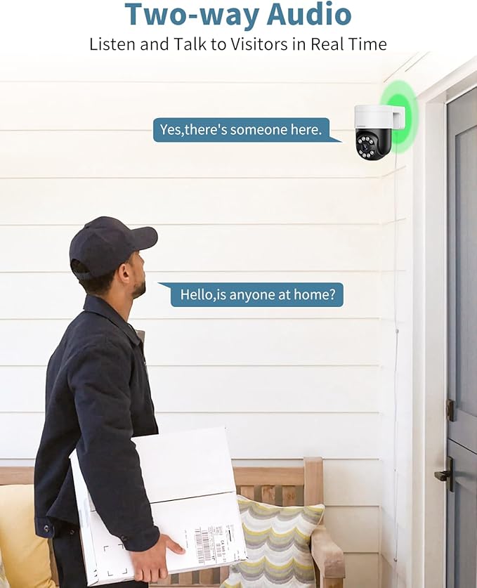 OHWOAI 《130°Wide Angle & 2-Way Audio 》4K Outdoor Wired Security Camera System,360 Degrees Security PTZ IP Cameras,Surveillance Video Equipment, Surveillance DVR Kits