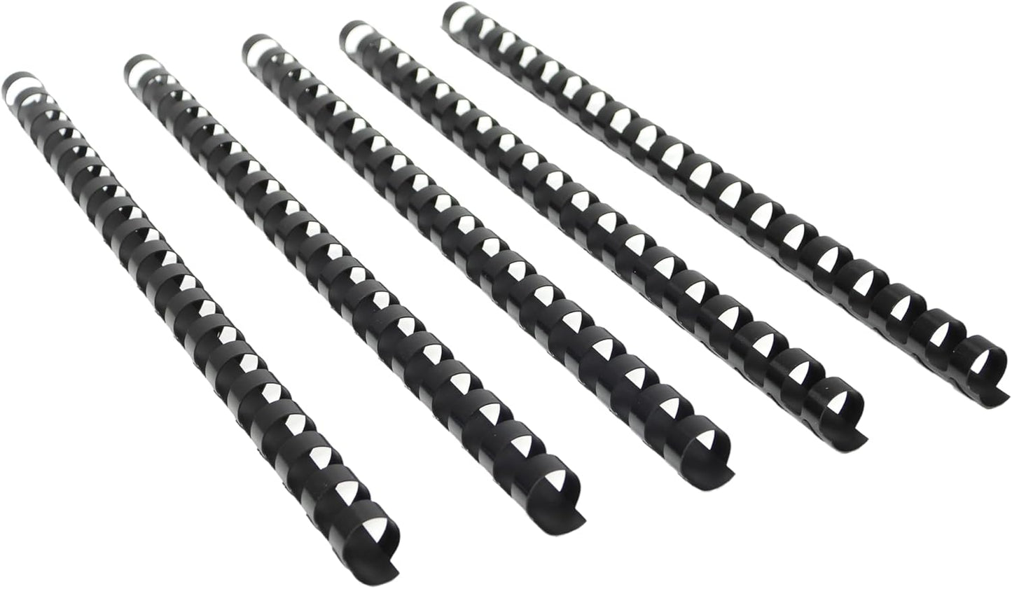 Rayson Plastic Comb Binding Spines, 9/16in. 19-Ring, 105-Sheet Capacity, Black Comb Binding Spines, Max. Binding Letter Size Paper, Box of 100
