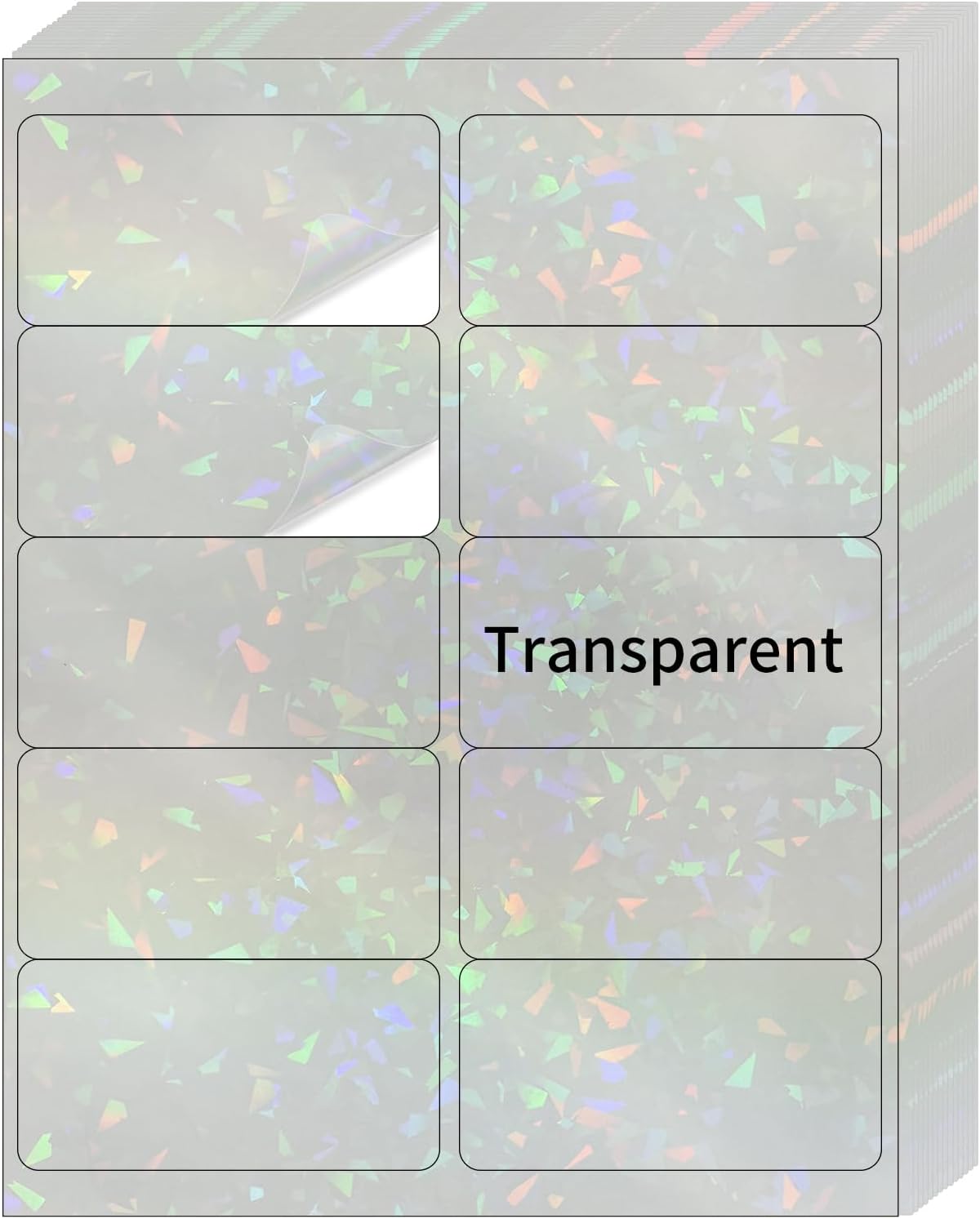 STARLIBOO Transparent Stickers Labels - 2" x 4" Clear Address Labels Mailing Stickers for Laser/Inkjet Printer 8.5"Ã11"- 200 Labels (Clear Holographic)