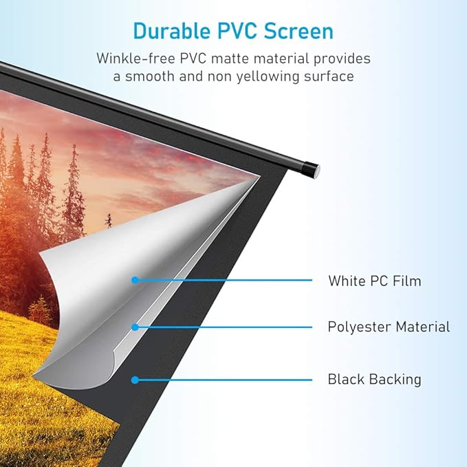 Motorized Projector Screen 100 inch 16:9 HD Diagonal Indoor and Outdoor Movie Screen with Remote Control for Family Home Office Theater, Black