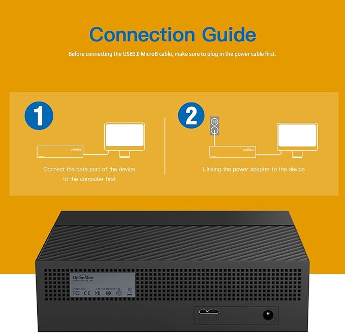UnionSine Desktop External Hard Drive 14TB, USB3.0 3.5" HDD Storage Compatible for PC, Mac, TV, Desktop, Laptop(Black) HD3513