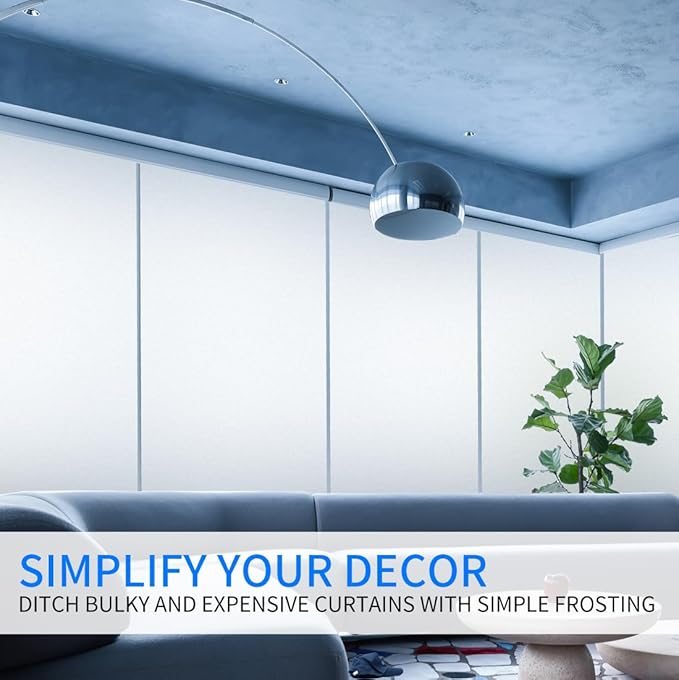 Window Privacy Film with Installation Tools, Static Cling, Anti UV, Heat Control, Ideal for Home Shower Office Glass Door (White Frosted, 23.6X157.4Inch)