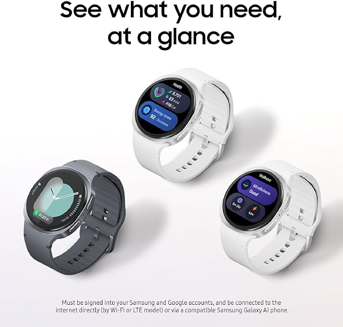 Samsung Galaxy Watch 8 (2025) 44mm LTE Smartwatch, Cushion Design, Fitness Tracker, Sleep Coaching, Running Coach, Energy Score, Heart Rate Tracking, Silver [US Version, 2 Yr Warranty]