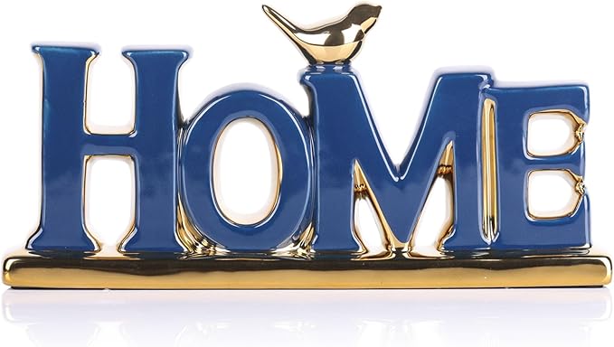Love Sign Decoration,Blue and Gold Love Signs for Home Decor Statue,Gold Bird Sculpture Personalized Love Decor,Gold Style Figurine Decorative Ornaments for Living Room,Bedroom,Desktop,Cabinets