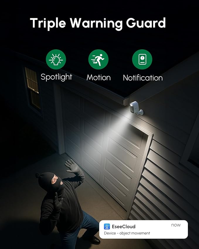 Solar Powered Security Cameras Wireless Outdoor, 4MP 2 Cam-Kit Home Security Camera System, 5G & 2.4G WiFi, 2K Color Night Vision, PIR/AI Detection, Real-time Spotlight Alarm, Two-Way Audio