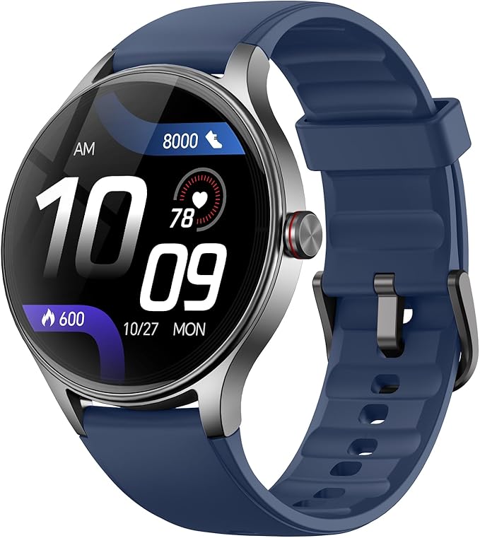Fitpolo Smart Watches for Men/Women, 1.27" Round Smartwatch Fitness Tracker with Bluetooth Calls (Make/Answer), Heart Rate/SpO2/Sleep Monitor, 12 Days Battery, IP68 Waterproof - Blue