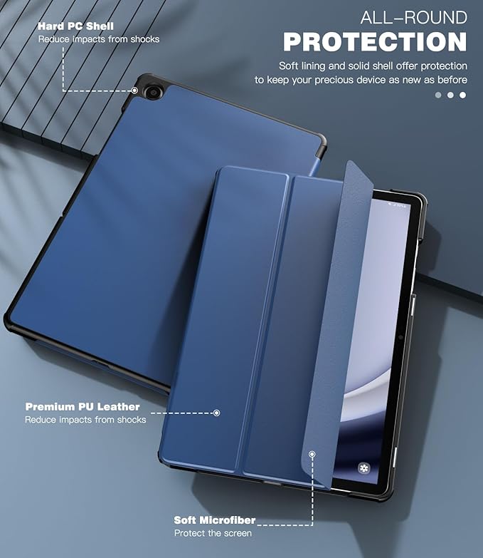 TiMOVO Case for Samsung Galaxy Tab A9+/A9 Plus 11 Inch 2023, Slim Lightweight Stand Hard Back Shell Protective Cover for Galaxy Tab A9+ Tablet SM-X210/X216/X218, Auto Wake/Sleep, Navy Blue
