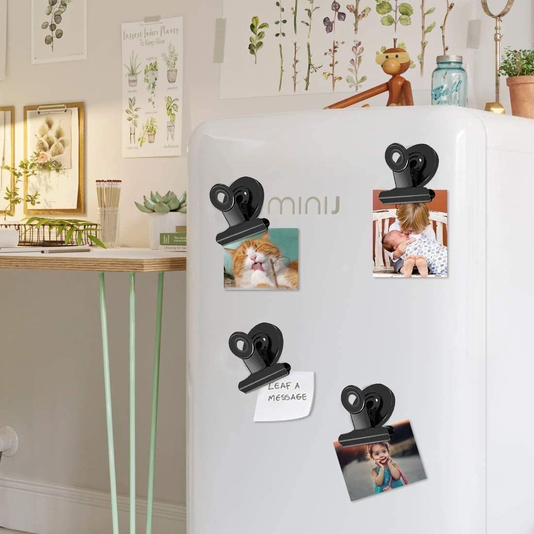 VNDUEEY 200 Pack Black Magnetic Clips Fridge Magnets, Magnetic Paper Clip, Whiteboard Magnets Refrigerator Magnet, Strong Magnets with Clips for Home, Office,Teaching