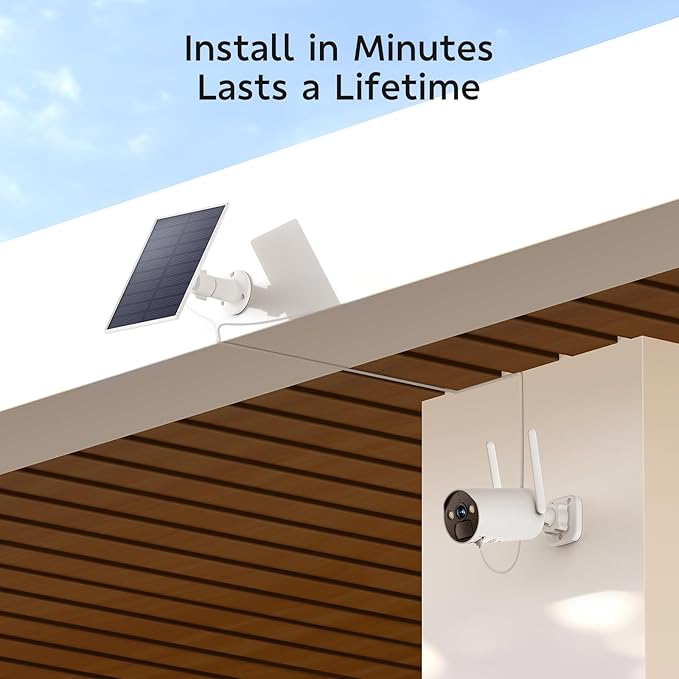 CAMCAMP 4MP Wireless Solar Powered security cameras outdoor, 2.5K 5G WiFi Battery Camera w/Solar Panel Base, Spotlight Color Night Vision, Smart Person Detection, SD/Cloud Storage, No Hub Needed, Home