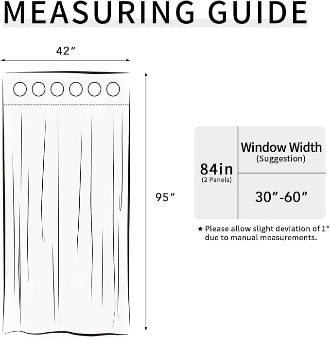 Easy-Going Blackout Curtains for Bedroom, Solid Thermal Insulated Grommet and Noise Reduction Window Drapes, Room Darkening Curtains for Living Room, 2 Panels (42x95 in, White)
