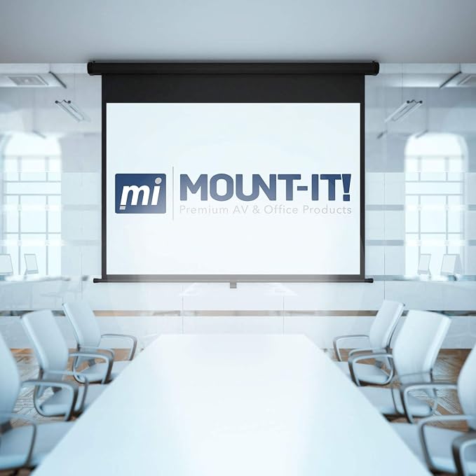 Mount-It! Projector Screen Wall Mount L-Brackets - Wall Hanging Bracket For Home Projector and Movie Screens, 6 inch Adjustable Mounting Hooks for Projection Screen, 1 Pair, White, 66 Lb Capacity Each