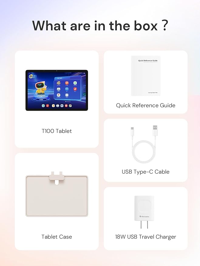 AI Kids Tablet with Parental Control - 50000+ Content AI Tutor Learning Tablet with ELA, Math, ABC, Word, Read, Phonics, STEM for Homeschooler Educational Study for G1 - G6 (TalPad T100, Standard)