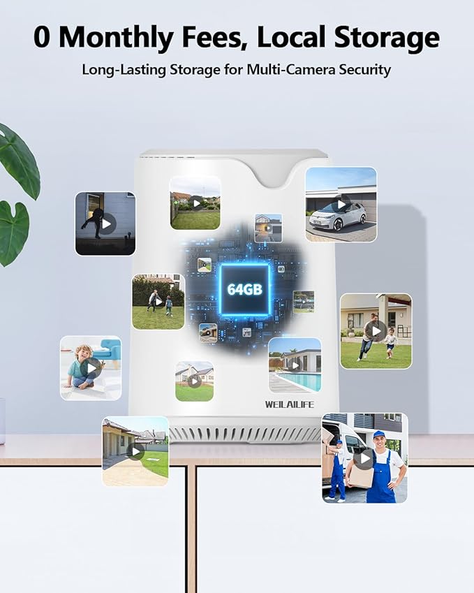WEILAILIFE 【Auto Tracking & 2-Way Audio】 Security Cameras Wireless Outdoor, WiFi Home Video Surveillance Systems, Solar Powered PTZ Security Camera System DVR Kits