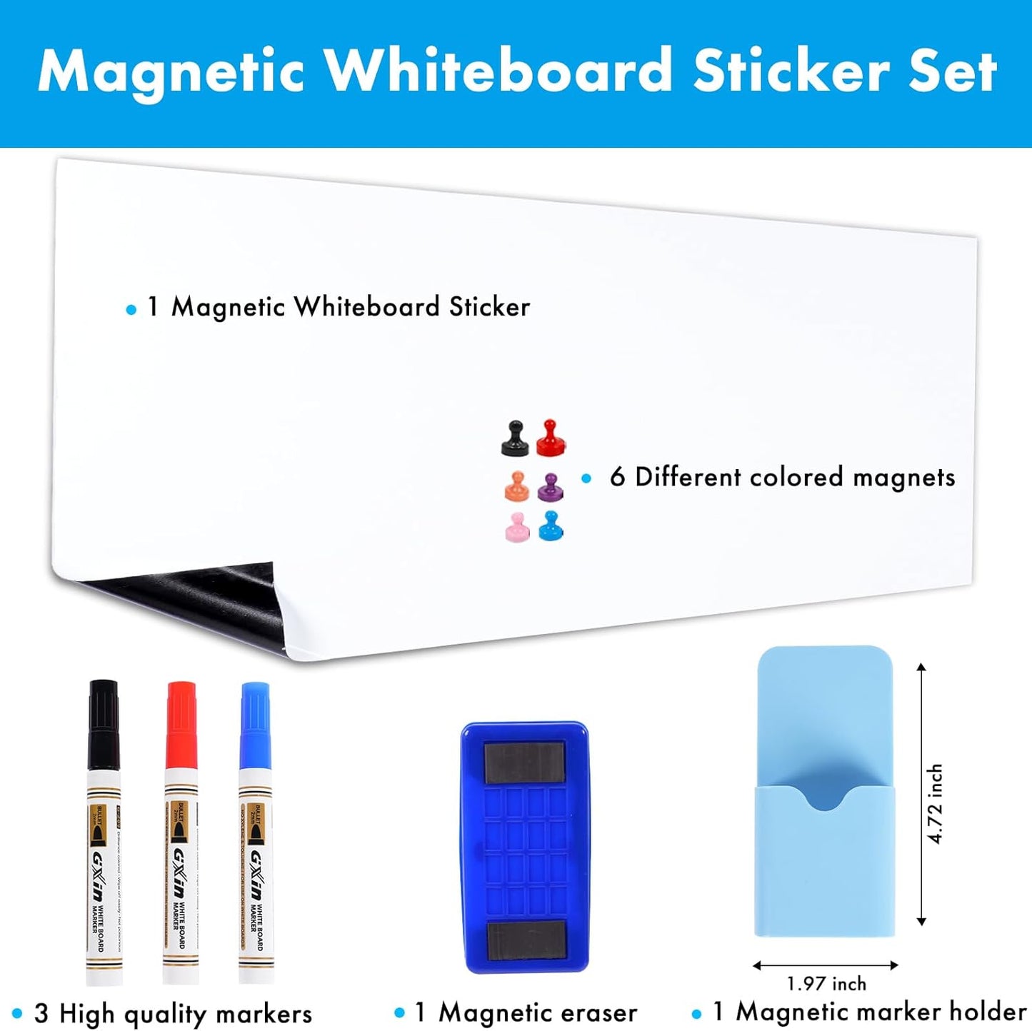 HAMIGAR Magnetic Whiteboard Contact Paper 36" x 79" Dry Erase White Board Sticker for Wall Stick on White Board Peel and Stick Wallpaper Adhesive Poster with Marker, Magnetic Eraser and Magnets