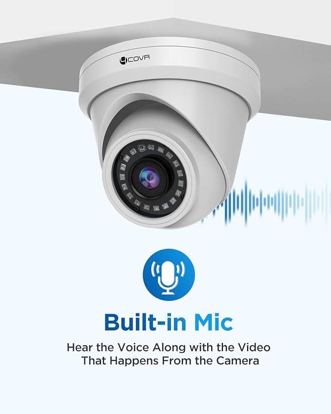 4COVR 4K PoE Security IP Camera Outdoor IP67, 8MP UHD Wired Surveillance Dome Camera with Smart Human/Vehicle Detection, 110° Wide View Angle 2.8mm Lens, 18Pcs IR LED HD 100ft Night Vision, LY97AX8MA