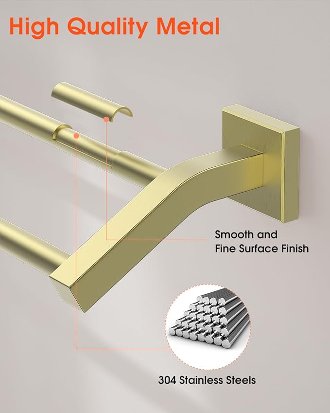 Alise Bath Double Towel Bars Towel Racks for Bathroom,Wall Mount Towel Holder Heavy Duty SUS304 Stainless Steel Towel Hanger Rail,GK9800-G Gold Finish 32-Inch