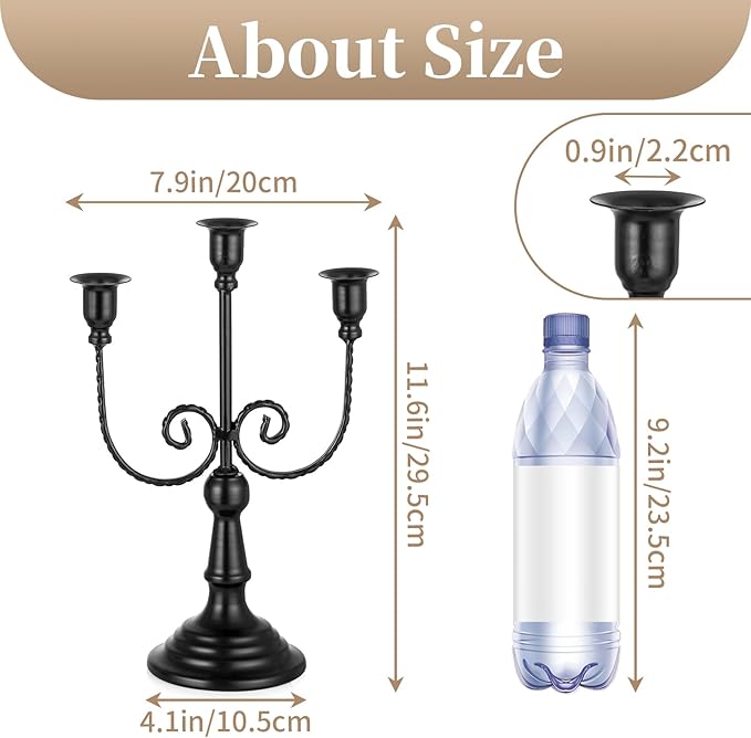 Sziqiqi Halloween Candle Holder Candelabra - Black Candle Stick Holders Pack of 2 Decorative Candleholders for Christmas Decoration