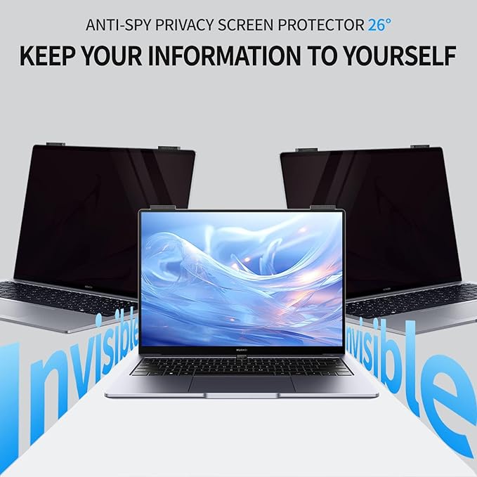 Laptop Privacy Screen 13.3 inch, 9H Hanging Privacy Screen for Laptop for 16:9, Acrylic HD Eye Protection Anti Glare Blue Light Laptop Screen Privacy Filter
