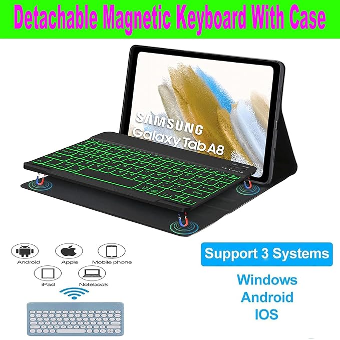 Keyboard Case for Samsung Galaxy Tab A11 Plus/ A9 Plus 11 inch (SM-X210/X216/X218) 2023, Backlite A9+ Keyboard Case with S Pen Holder for A11+(Blue)