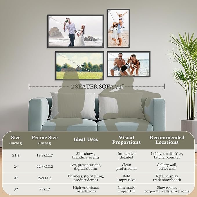 BSIMB Large Digital Picture Frame 27 Inch, 1920x1080 FHD WiFi Digital Photo Frame Electronic 32GB, Wall Mount Included, Share Pictures/Videos via App Easy Setup Gifts for Mom(Non-Touch), Dark Wood