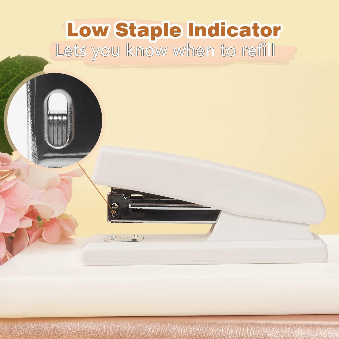 Tamaki Stapler, Office Stapler, Small Staplers for Desk, White