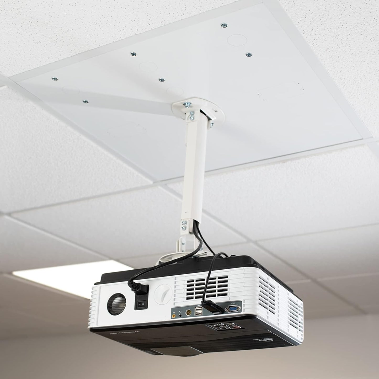 VIVO Universal Adjustable 2 x 2 feet Drop Ceiling Extending Projector Mount, Suspended Drop-in Ceiling Tile Projection Mounting Kit, for Office Home or School, White, MOUNT-VP08DP