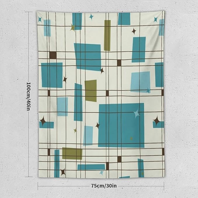 ICMOLYYENLO Boho Medieval Cat Tapestry, Abstract Atomic Starburst Geometric Aesthetic Art Wall Hanging For Bedroom Living Room Dormitory 50x60 Inches